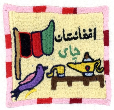 Stickerei von Shieba; "Afghanistan - tchai(tee)"