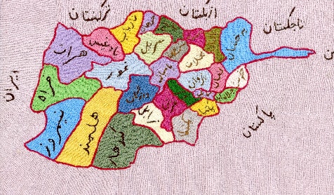 Carte brodée de l'Afghanistan par Simin