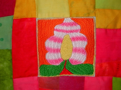 "Shafiga's flowers", quilt by Monika Sebert-Müller, detail