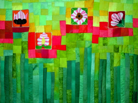 "Shafiga's flowers", quilt by Monika Sebert-Müller, detail